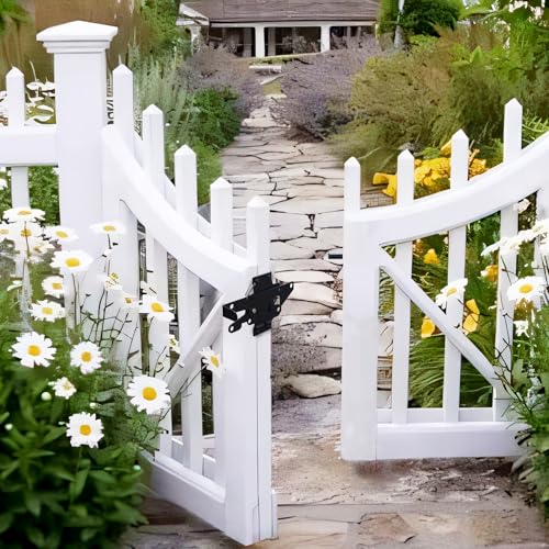Self Locking Gate Latch for Outdoor Fence, Heavy Duty Post Mount Gravity Lever Fence Latch Hardware, Self-Closing Door Latch for Outdoor Garden, Metal Gates Vinyl Fence, Black Finish