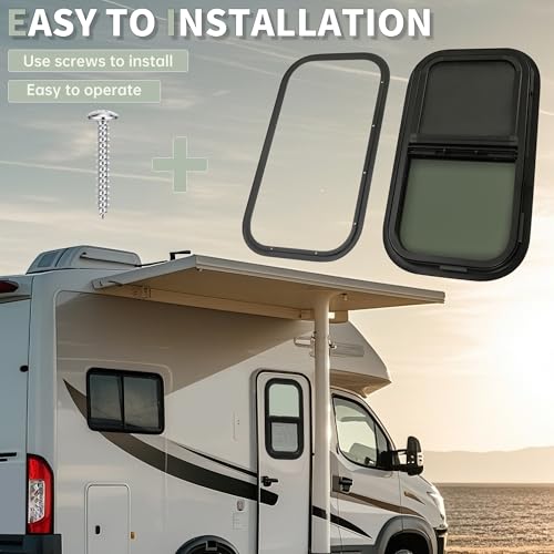 HECASA Vertical RV Window 12" W x 22" H, Replacement Cargo Trailer Windows - size: 12" W x 22" H