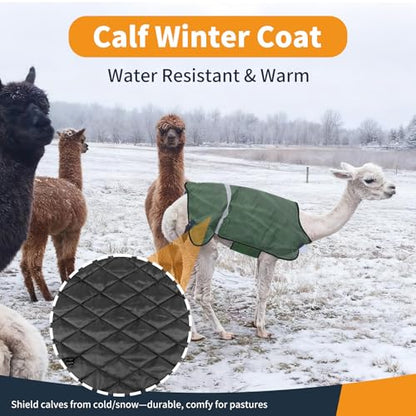 2 Pack Green Calf Coats, Calf Blankets, Warm Sheets for Calves, Goats, Donkeys and Other Livestocks