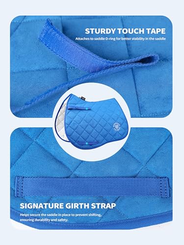 Harrison Howard All Purpose Saddle Pad for Horse Riding Non-Slip Suede English Saddle Pad Soft Cushioning for Horse Back Gobalt Blue