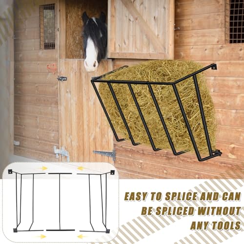 Zonon 3 Pcs Wall Mount Hay Rack for Goats Sheep Horses 22 Gallon Detachable Heavy Duty Hay Feeder 23.62 x 22.76 x 11.81 Inch Metal Livestock Hanging Feeder for Indoor Outdoor Farm