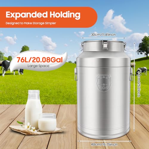 Stainless Steel Milk Barrel, 20 Gallon Milk Can Bucket - size: 20Gal