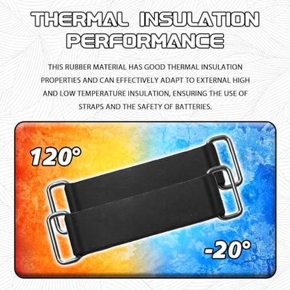 2PCS Rubber Band Straps Battery Box Tie Down Strap Stretchable Battery Tie Fixed Strap Holder Moped Belt with Metal Buckles for ATV Scooter Motorcycle Accessories Parts Black - size: 2PCS