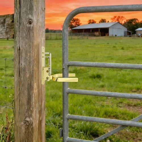 Heavy Duty Automatic Locking Gate Latch (2-Pack) - Farm/Ranch Fence Latch with Zinc Coating, One-Hand Operation & Spring Lock, Easy Install for Wood/Metal/Pipe Fences