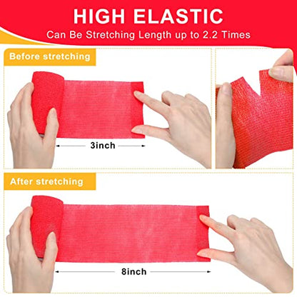 18 Pack Vet Wrap Self Adhesive Bandage Breathable Cohesive Bandage Wrap Rolls Waterproof Elastic Self Adherent Tape for Horses Athletic Wrist, 4 Inches by 5 Yards