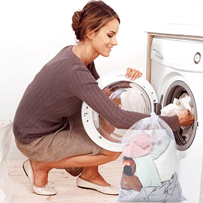 TecUnite 10 Pack Mesh Drawstring Bags for Laundry, 12 x 16 Inch, White - color: White, size: 12 x 16 Inch