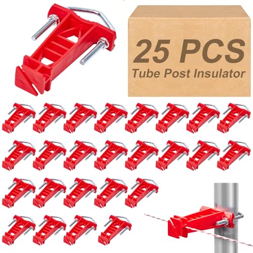 25 Pcs Tube Post Insulator for Electric Fence,Fits Square/Round Post,Red - color: Red, size: 25 Pack