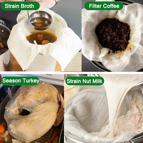 Large Fine Mesh Strainer, 8.7” Stainless Steel Strainers with Handle, Bonus 20x20 Inch Reusable Unbleached Cotton Cheese Cloths with 4 Hemmed Edges, Sieve Sifter for Straining, Cooking, Baking