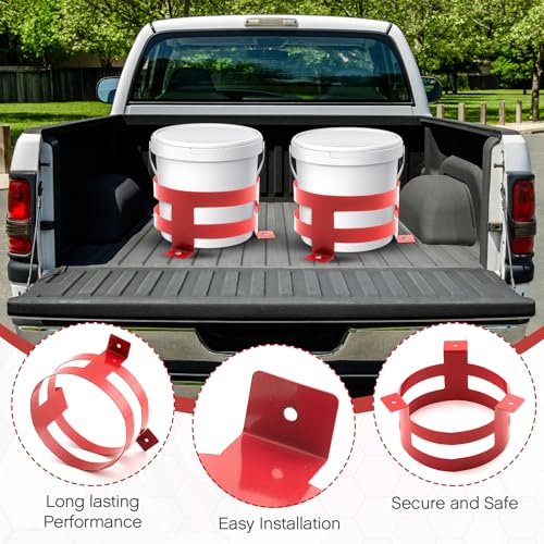 2 Pcs 5 Gallon Bucket Holder 11.6 x 6.5 Inch Red Bucket Holder Mount for RV, Truck, Cart