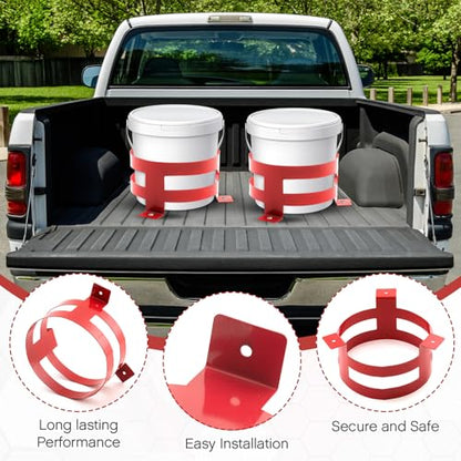 2 Pcs 5 Gallon Bucket Holder 11.6 x 6.5 Inch Red Bucket Holder Mount for RV, Truck, Cart