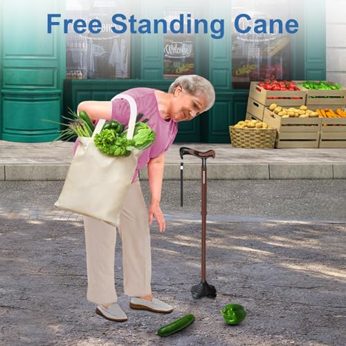 KingPavonini Walking Cane for Men Women Stability, Self Standing - color: Walnut