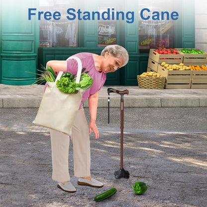 KingPavonini Walking Cane for Men Women Stability, Self Standing - color: Walnut