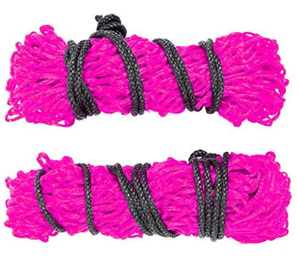Majestic Ally 2 pcs Slow Feed 42” Hay Net for Horses, Strong Small 2x2” Holes, Nylon Rope Hanging, Adjustable Travel Feeder for Trailer and Stall, Simulates Grazing, Reduce Waste - color: Pink