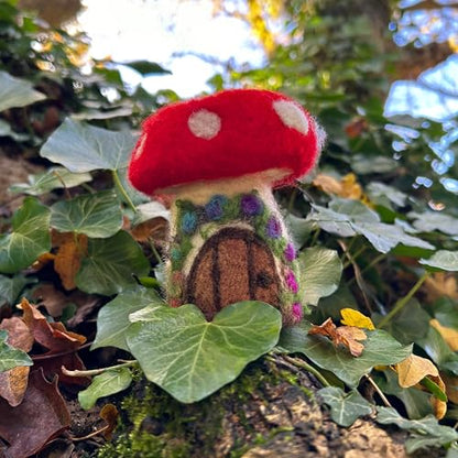 Wizardi Beginner Needle Felting Kit for Adults - Small Toadstool House. Fantasy Felting Kit 10cm Tall. Felting Tools. Wool Felting Supplies. Felt Crafts. Wool Felt. The Makerss - color: Small Toadstool House