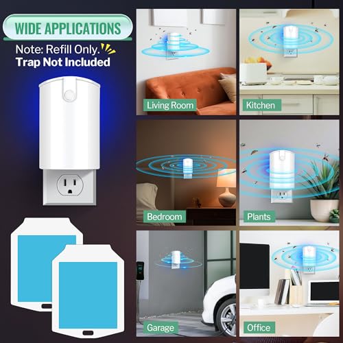 Qualirey 20 Pack Flying Insect Trap Refill, Compatible with osvdo Indoor Plug in Fly Trap for Home, Replacement Glue Cards, Bug Zapper Sticky Pads, Glue Boards Insect Catcher for Fly Mosquito Bug
