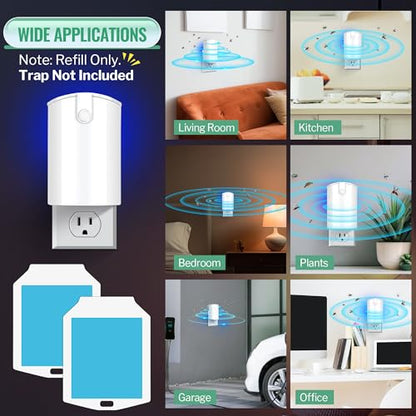 Qualirey 20 Pack Flying Insect Trap Refill, Compatible with osvdo Indoor Plug in Fly Trap for Home, Replacement Glue Cards, Bug Zapper Sticky Pads, Glue Boards Insect Catcher for Fly Mosquito Bug