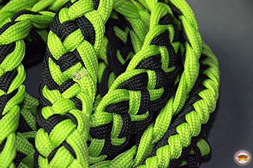 HILASON 1" X 8Ft Braided Poly Barrel Reins Horse Racing Flat Grip Knots - color: Green Black