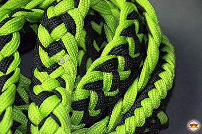 HILASON 1" X 8Ft Braided Poly Barrel Reins Horse Racing Flat Grip Knots - color: Green Black