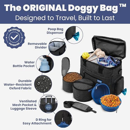 Rubyloo Pet Travel Bundle – Original Doggy Bag (Charcoal) + Vet-Approved Pet First Aid Kit for Dogs & Cats