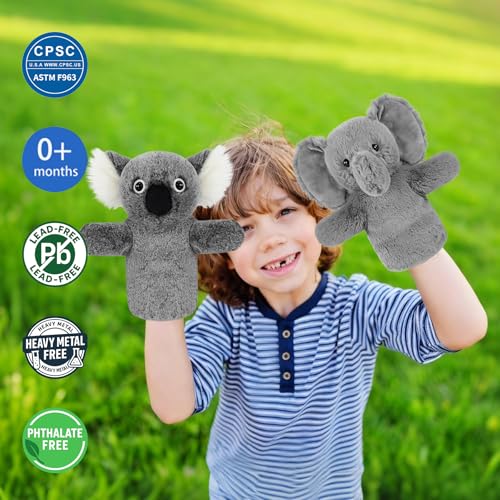 Puppet for Kids Adults Elephant Hand Puppets Big Ears Plush Animal Educational Sensory Toy Soft Washable Stuffed Storytelling Tool Family Fun - color: Elephant