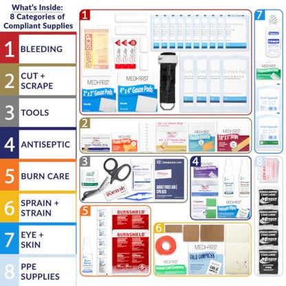 MFASCO 4 Shelf Workplace First Aid Kit | Class B 2021 OSHA/ANSI Compliant - size: 4 Shelf, style: Standard ANSI/OSHA
