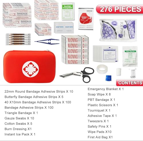 First Aid Kit 276PCS Car Home Camping Essentials Red Emergency Kit AMORNING - color: 276pcs
