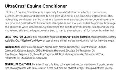 UltraCruz Equine Foaming Horse Shampoo, Conditioner Bundle, 32 oz Each with 16 oz Detangler