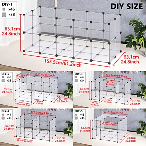 DINMO 38 Panels Bunny Playpen with Floor, Plastic, 61.2"L x 24.8"W x 24.8"H - style: Plastic-38 panels