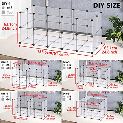 DINMO 38 Panels Bunny Playpen with Floor, Plastic, 61.2"L x 24.8"W x 24.8"H - style: Plastic-38 panels