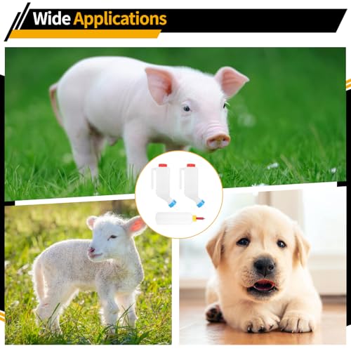 3 PCS Lamb Feeding Bottles, 27 oz Goat Milk Feeders with Hanging Handle and Silicone Pacifier, 17 oz Handheld Feeder with Silicone Pacifie for Goat, Lamb, Fawn, Piglet, Kitten, Puppy (3PCS)