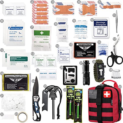 EVERLIT 250 Pcs Survival First Aid Kit - color: Red