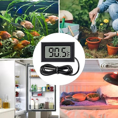 6 Pack Digital Thermometer Wired for Car Greenhouse Indicator Indoor Room Freezer Refrigerator Aquarium with 1M Waterproof NTC Probe Fahrenheit(℉)