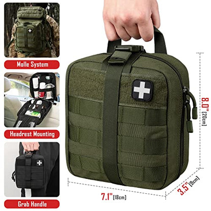 LIVANS 1000D First Aid Bag Empty, Medical Ifak Pouch for Emergency & EMT - color: Army Green(7.1"l X 3.5"w X 8"h)