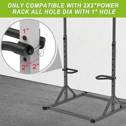 SELEWARE Dip Bar Attachment for Power Rack, 2 x 2 Tube, Multi Grip Handle - color: Solid Dip Bar Attachment for 1" Hole of 2x2 inch Rack