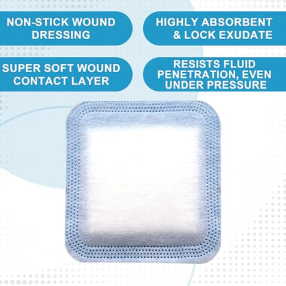 MedVance Super Absorbent Wound Dressing, Non-Adhesive Pads, 6"x6", Box of 5 | Sterile And Individually Wrapped - Non-Stick Wound Bandages - Super Soft - Highly Absorbent & Lock Exudate - Leakproof - size: 6"x6", style: 5 Pack
