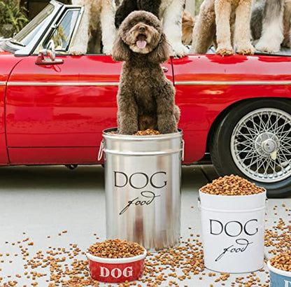 Harry Barker Classic White Dog Food Storage Canister – Medium, Airtight Stainless Steel Pet Food Container, Holds Up to 22 lbs Dry Dog Food, Kitchen Counter & Pantry Storage - White - color: White