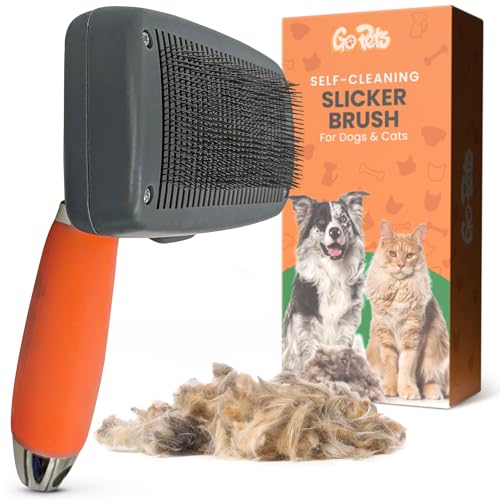 GoPets Self-Cleaning Slicker Brush for Dogs & Cats, Deshedding & Dematting - style: Slicker Dematting Comb