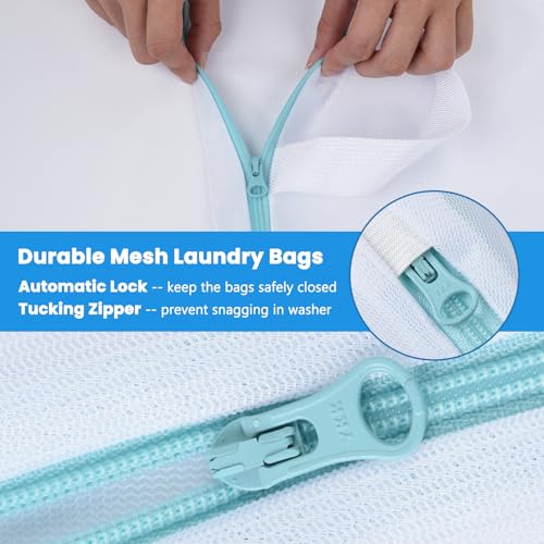 OTraki 12x16 Inch Mesh Laundry Bag 2 Pack Small Lingerie Bags with Handle and Zipper Fine Mesh Bags Delicate Washable Laundry for Home Colleage Travel Don't Drying, Melting 140-176℉, White - size: 12 x 16 inch