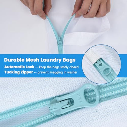 OTraki 12x16 Inch Mesh Laundry Bag 2 Pack Small Lingerie Bags with Handle and Zipper Fine Mesh Bags Delicate Washable Laundry for Home Colleage Travel Don't Drying, Melting 140-176℉, White - size: 12 x 16 inch