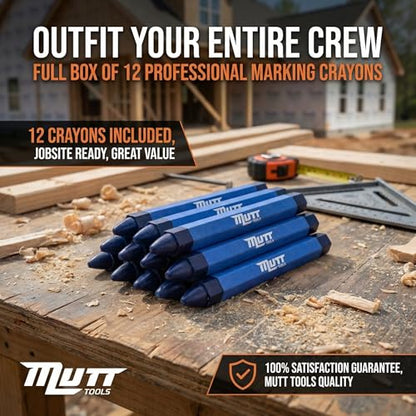 Mutt Tools Blue Lumber Crayons 12 Pack - Construction Crayon - color: Blue