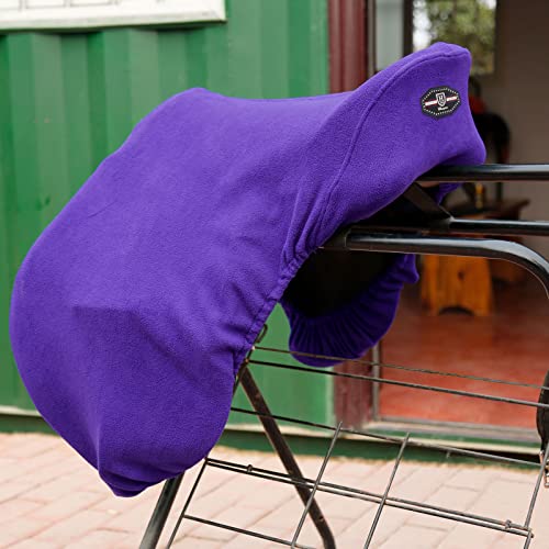 Harrison Howard Fleece Saddle Cover for Dressage Saddles, Thick Dust Protection, Machine Washable, Elastic Fit - Rose Violet - color: Purple, size: Dressage-One Size