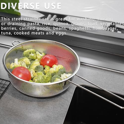 Metal Fine Mesh Strainer and Colander for Kitchen with Handle, Stainless Steel Pasta Strainer/Kitchen Funnel/Collander/Sifter for Strain/Wash Vegetables, Fruits, Spaghetti, Rice (7.8＂) - size: 7.8＂