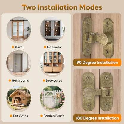 Sliding Barn Door Lock - 90/180° Flip Door Latch (Bronze-2 Pcs) - color: Bronze-2 Pcs
