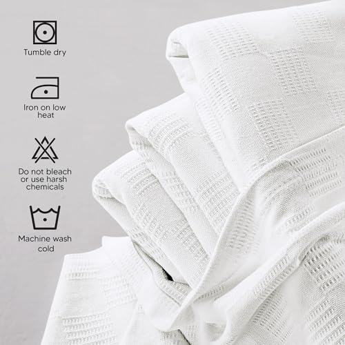 Utopia Bedding 100% Cotton Thermal Blanket White King, 90x108 Inches - color: White, size: King