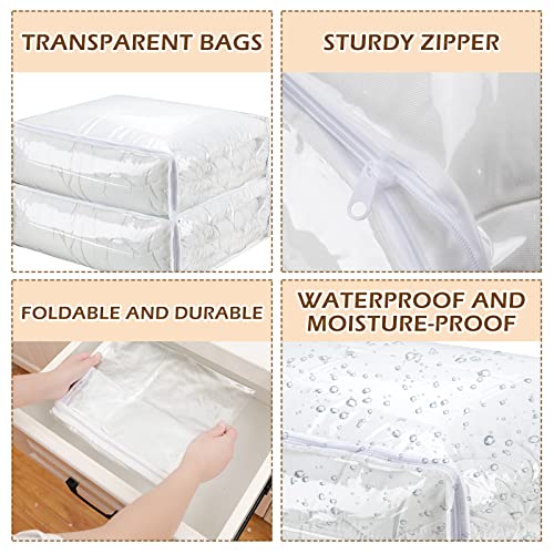 Shappy 6 Packs Clear Plastic Storage Bags with Zipper, 24 x 20 x 11 Inch | Sweater Bags, Moth Proof Protection, Vinyl, For Blankets Clothes Bed Sheet Comforters Pillows Quilt Closet Linen Organizer - size: 24 x 20 x 11 Inch