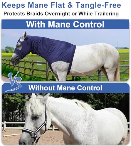 Horse Slinky Hood with Zipper, Stretchy Sleazy Hood Navy M - color: Navy, size: Medium