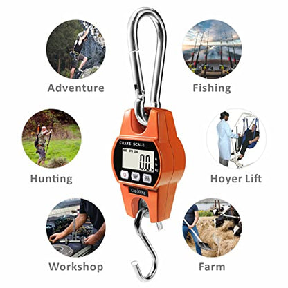GRAM PRES Digital Hanging Scale 660 Lb 300 Kg - color: Orange