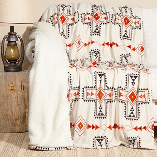 Carstens, Inc. Wrangler Ultra Premium Super Soft Plush Sherpa Fleece Oversized Throw Blanket 54" x 68", Santa Fe Sun - color: Santa Fe Sun