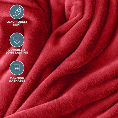 Bare Home Fleece Blanket Luxury Microplush (Full/Queen, Red) - color: 25 - Red, size: Full/Queen