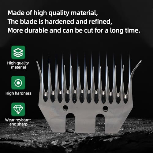 Sheep Shears Blades Curved Wool Shearing Comb and Cutter Blade Set for Alpaca Goats Wool Cutter Grooming Trimmer(13T Scimitar+Front Blade) - size: 13T scimitar+front blade
